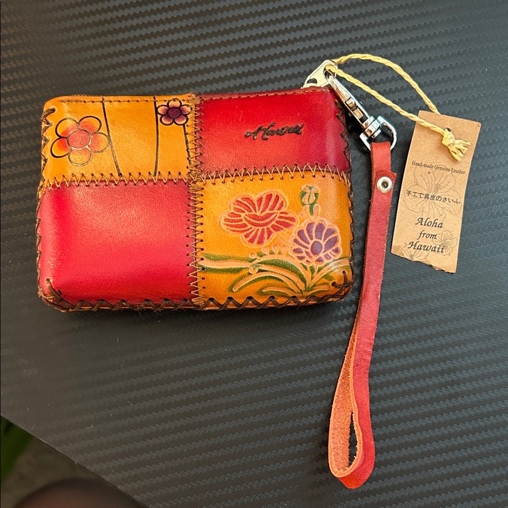 Floral Leather Wristlet